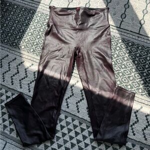 Faux Leather High-Waist Leggings - Deep Burgundy